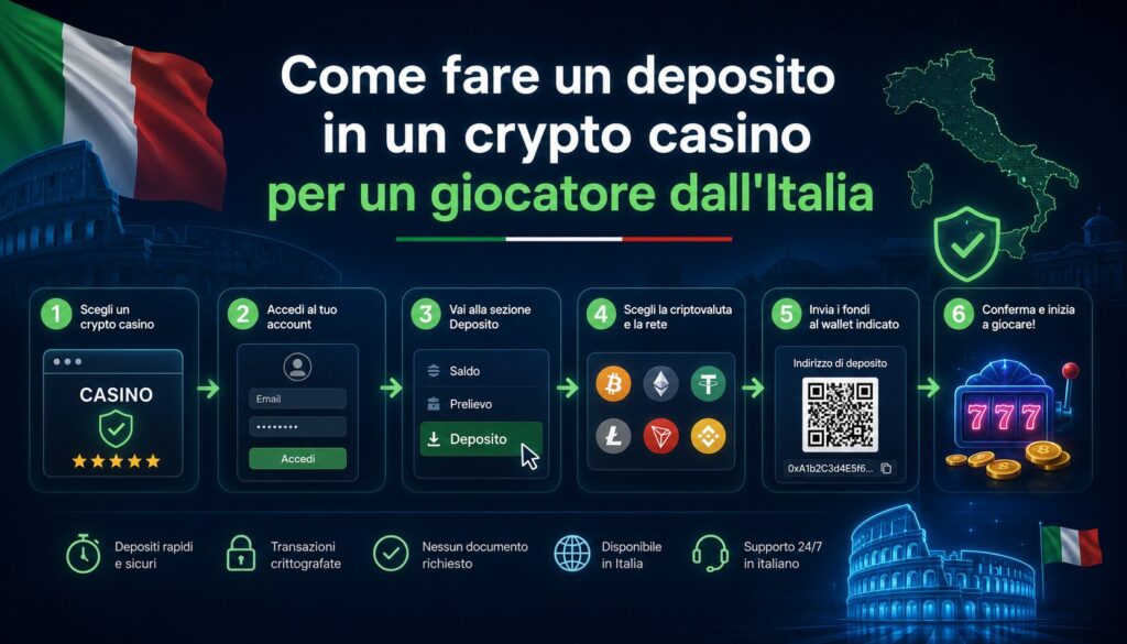 Come fare un deposito in un crypto casino per un giocatore dall'Italia