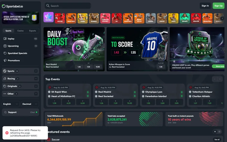 La home di sportsbet.io