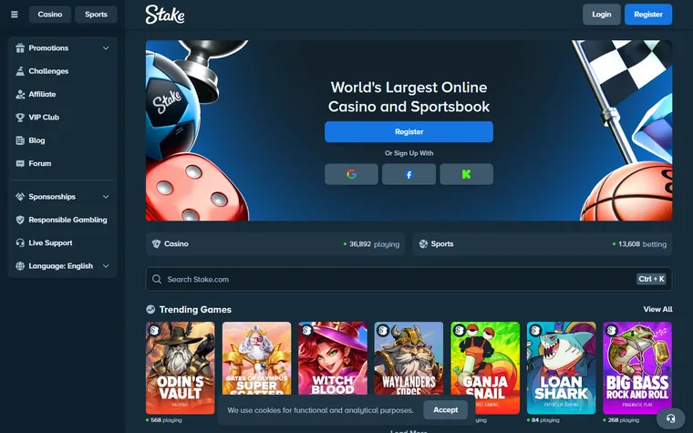 La home di stake.com
