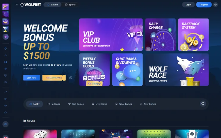 La home di wolf.bet